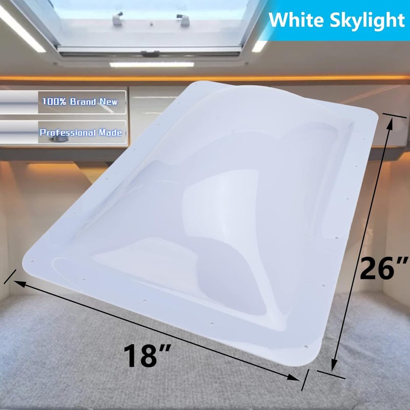 GEATaaT قبة السقف الخارجي RV، 18"x26" OD قبة سقف عالمية تناسب جميع فتحات السقف القياسية 14" x 22" استبدال مقطورة السفر RV كامبر شاحنة استبدال# SL1422W (أبيض) - Image 2